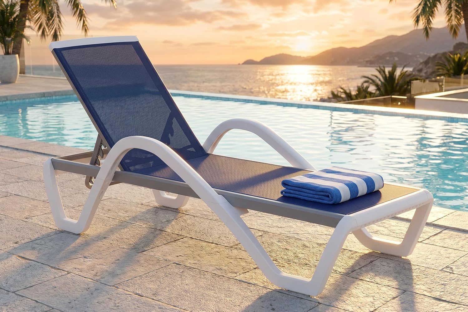 Deck Chair Lounger - Ensemble de 3 chaises longues en