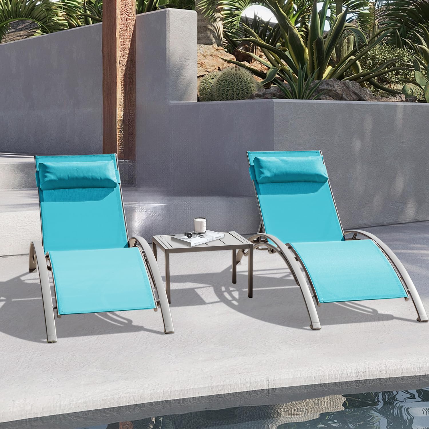 Deck Chair Lounger - Ensemble de chaises longues d'extérieur réglables