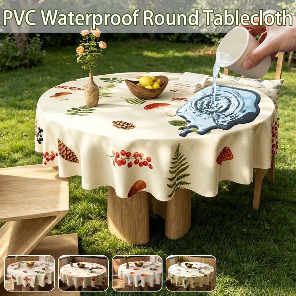 Outdoor Furniture Year Round - Nappe ronde réutilisable en PVC, imperméable,